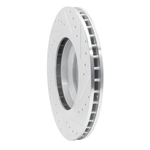 BMW 335XI Brake Rotor (1) - Front Left - R1 Concepts - Drilled & Slotted - Silver - `07-`15